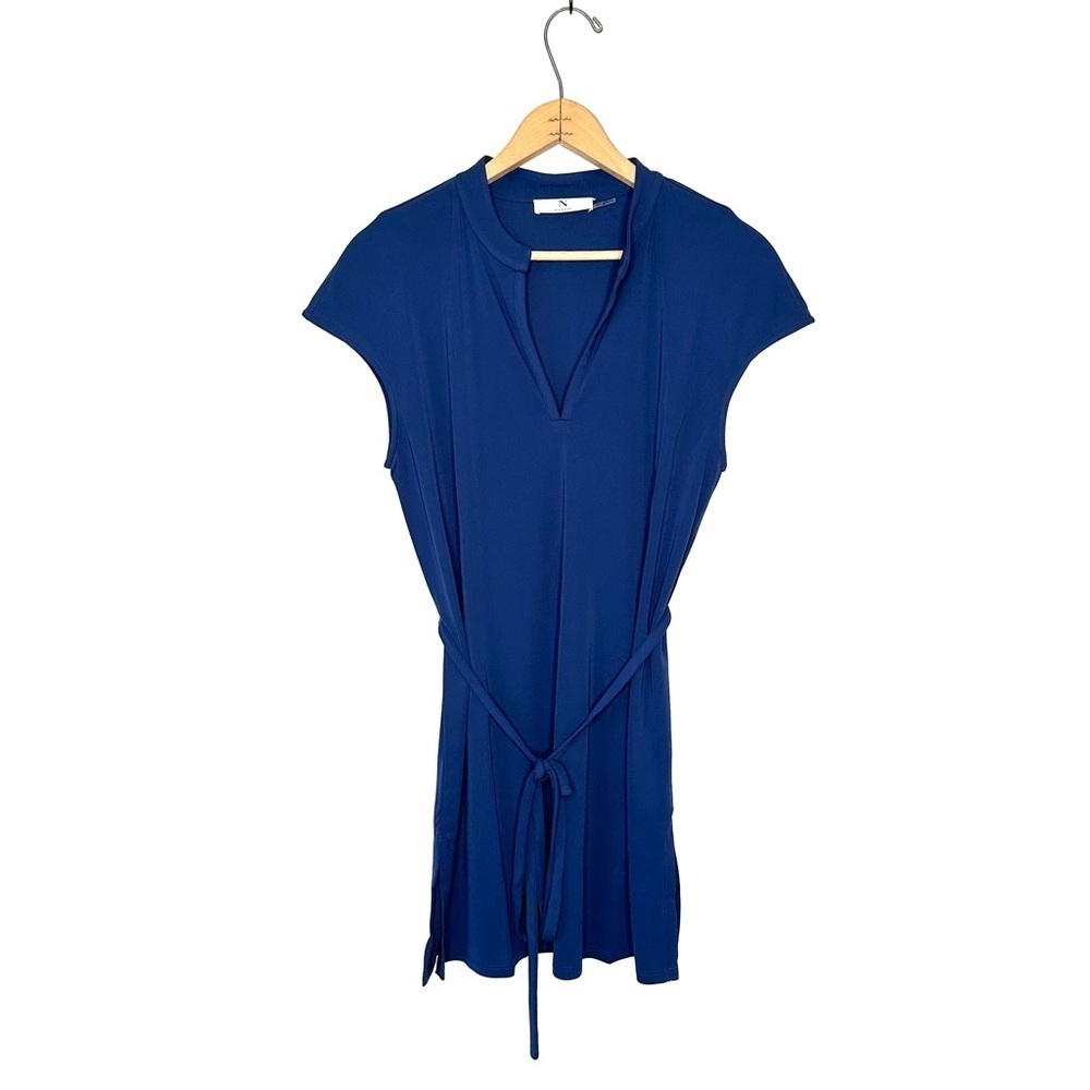 Natori | Navy Blue Belted Tunic Short Sleeve Top Size Small